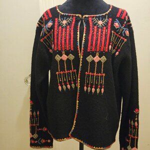 Vtg. Norwegian Vrikke Wool Cardigan by Irene Haugland Zahl Size Large